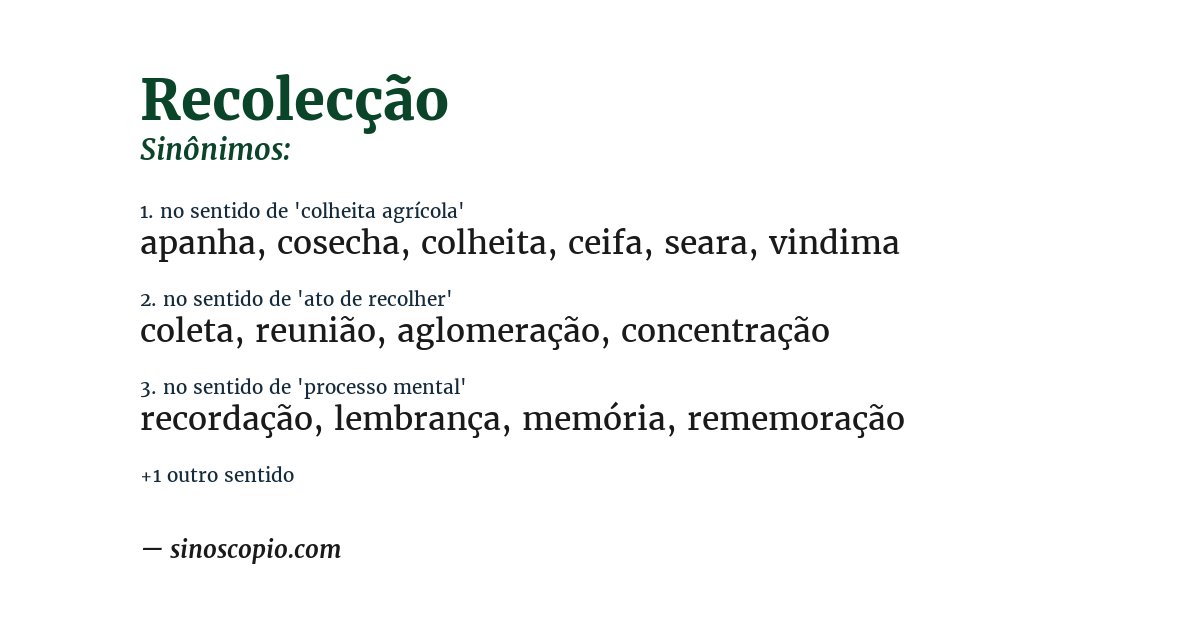 Sinônimo de recolecção