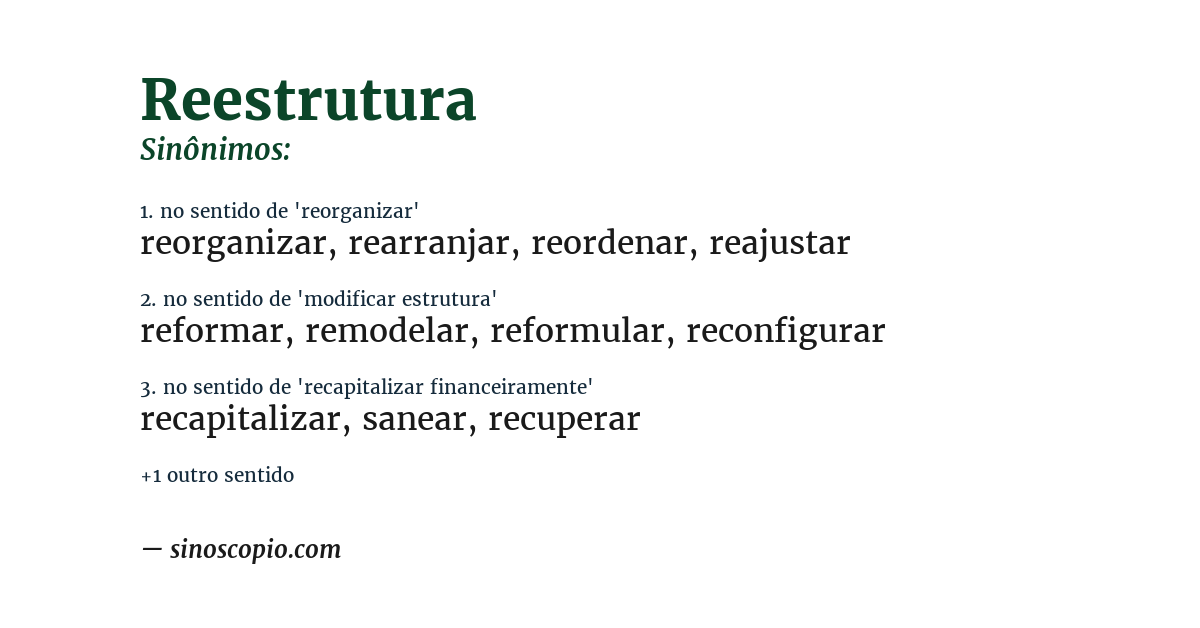 Sinônimo de reestrutura