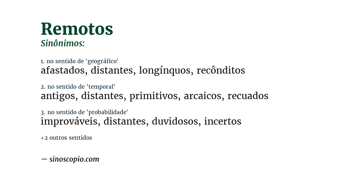 Sinônimo de remotos