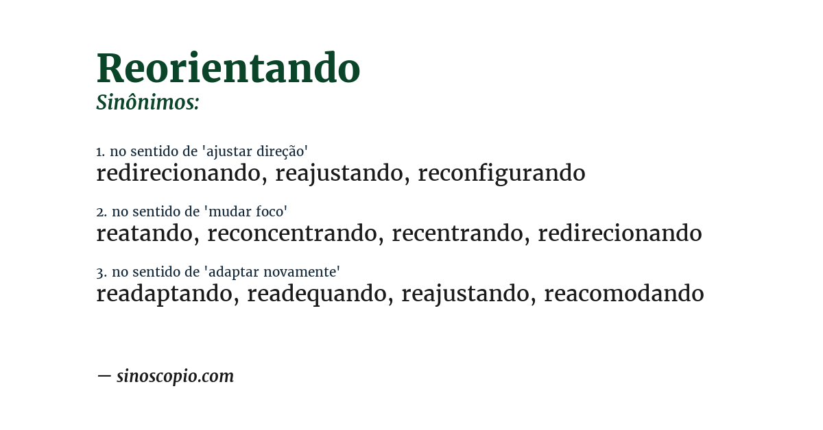 Sinônimo de reorientando