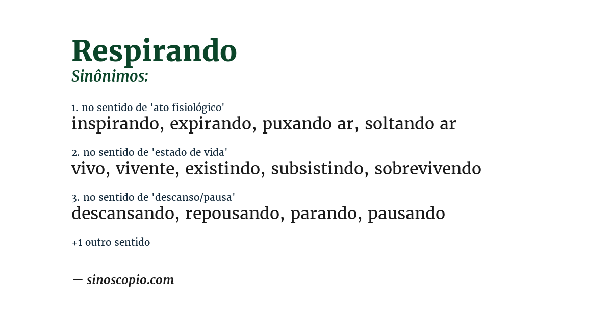 Sinônimo de respirando