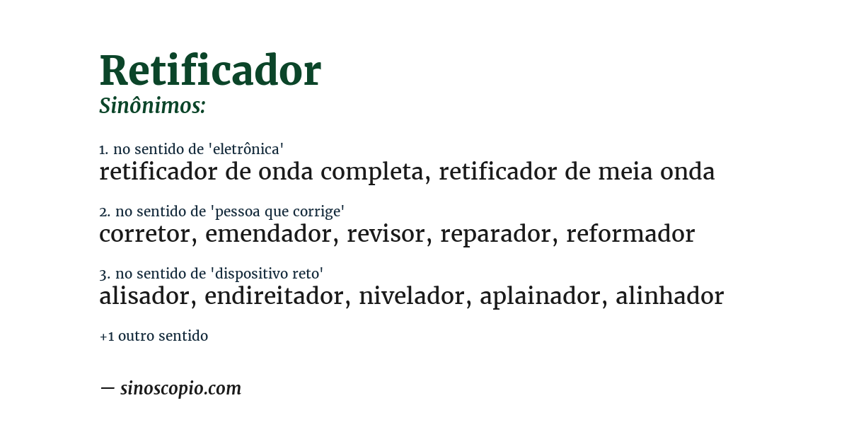 Sinônimo de retificador