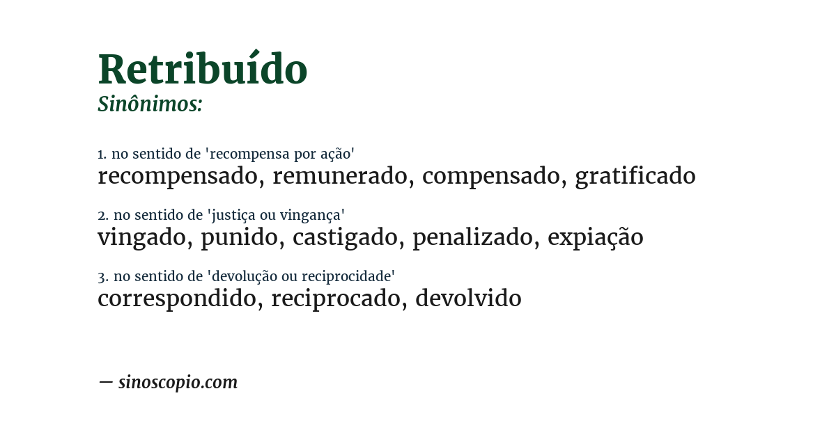 Sinônimo de retribuído