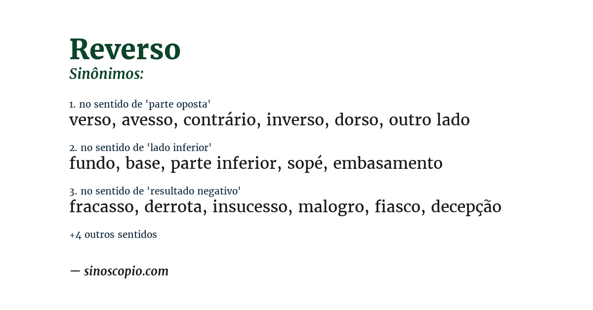 Sinônimo de reverso