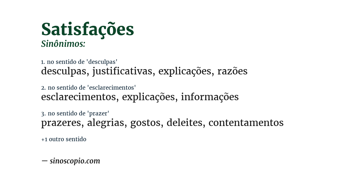 Sinônimo de satisfações