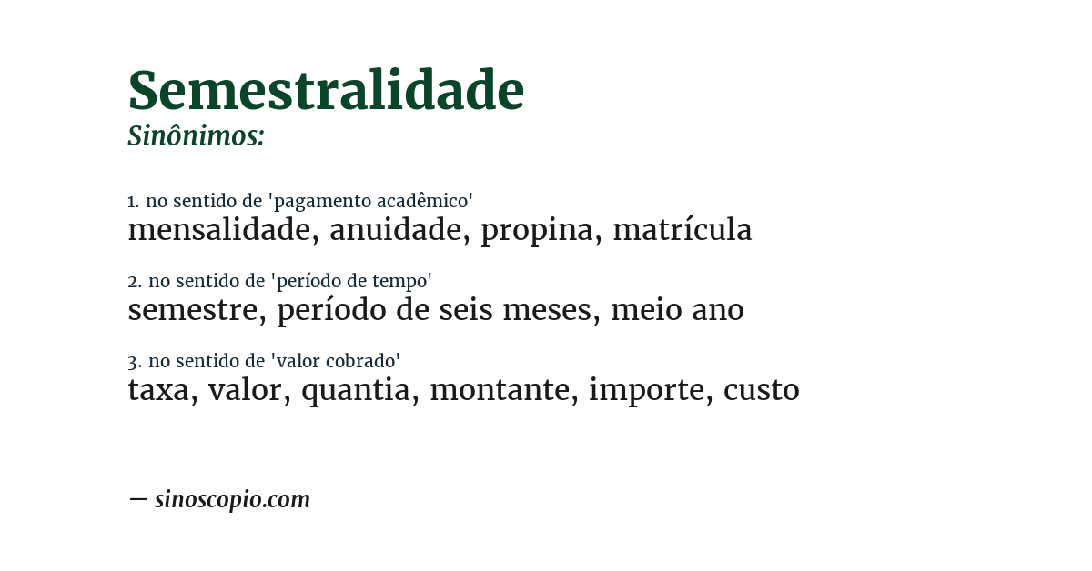 Sinônimo de semestralidade