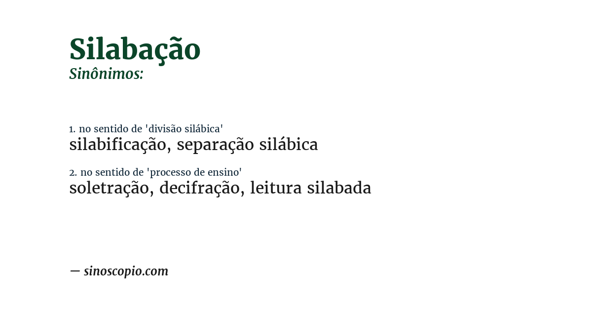 Sinônimo de silabação