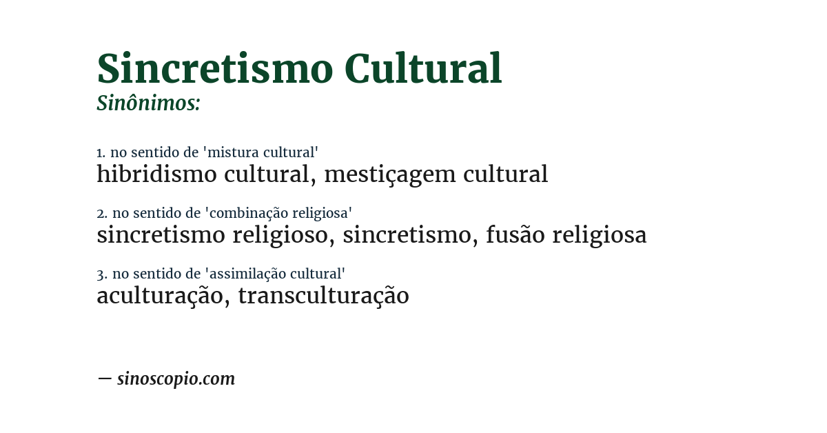Sinônimo de sincretismo cultural