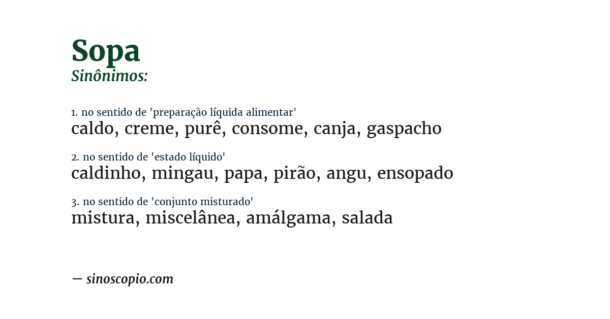 Sinônimo de sopa