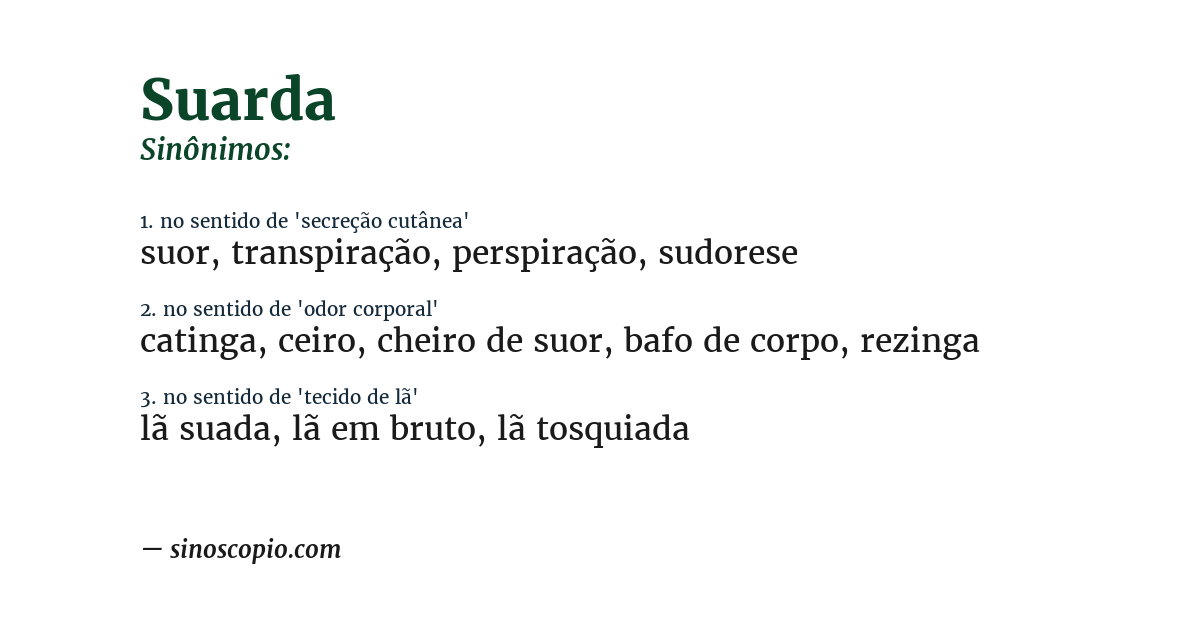 Sinônimo de suarda