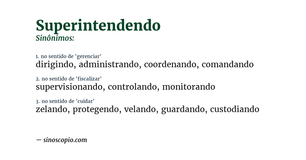 Sinônimo de superintendendo