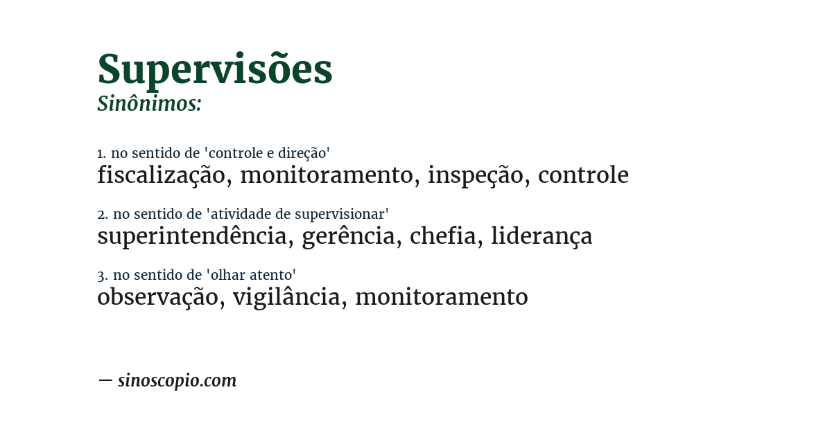 Sinônimo de supervisões