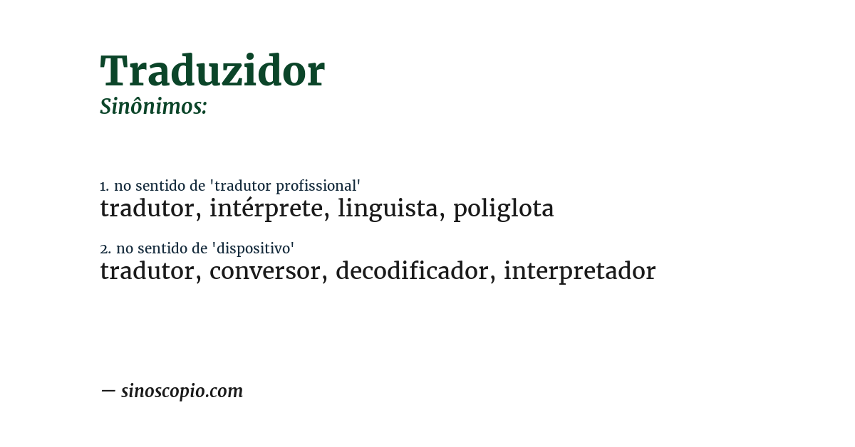 Sinônimo de traduzidor