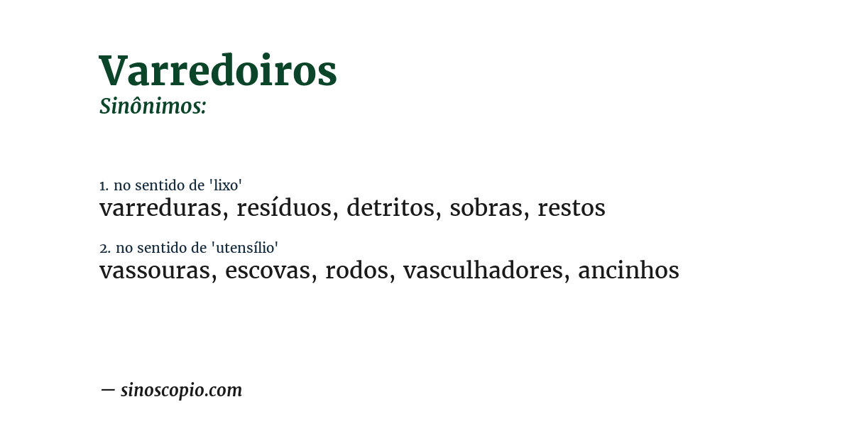 Sinônimo de varredoiros