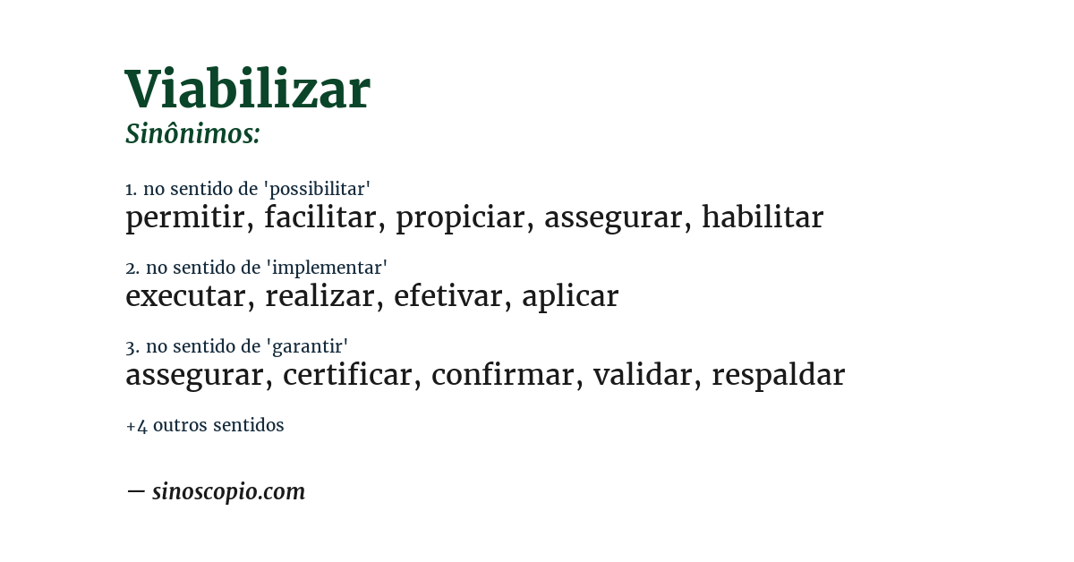 Sinônimo de viabilizar