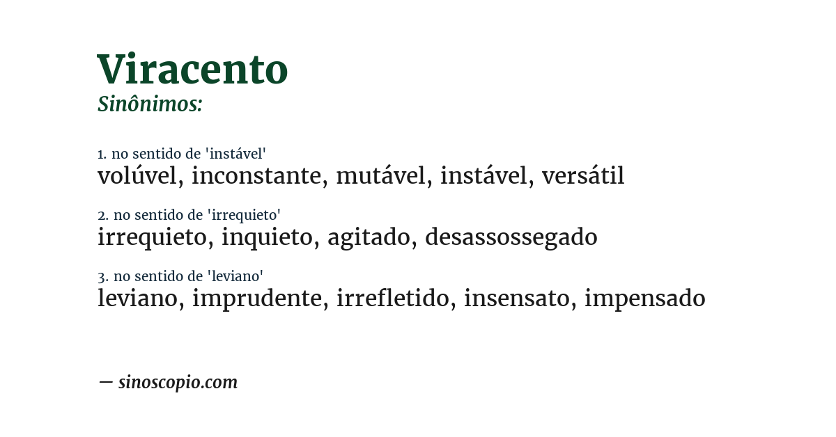 Sinônimo de viracento