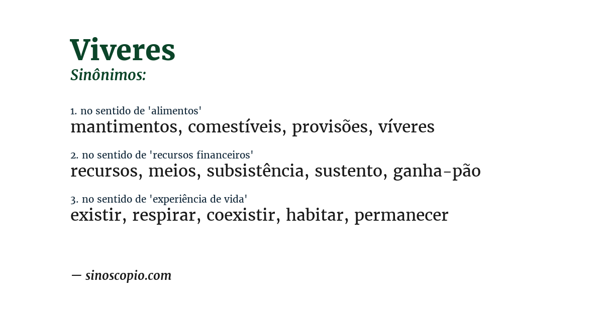 Sinônimo de viveres
