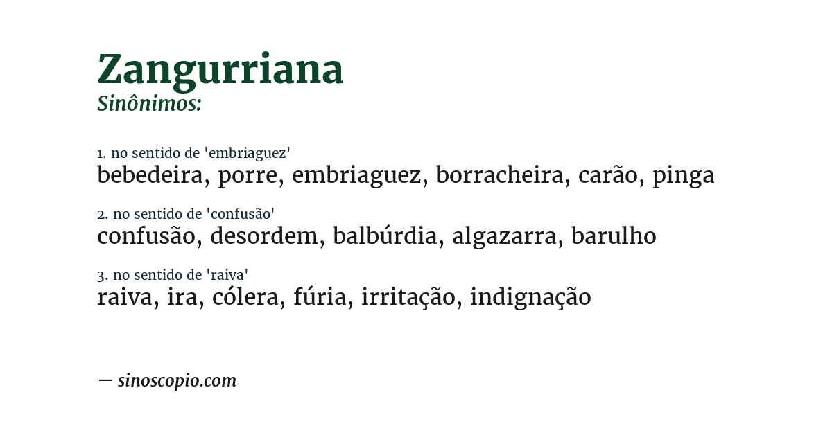 Sinônimo de zangurriana