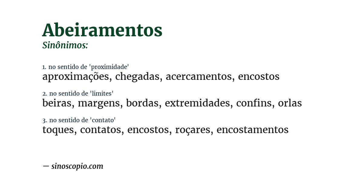 Sinônimo de abeiramentos