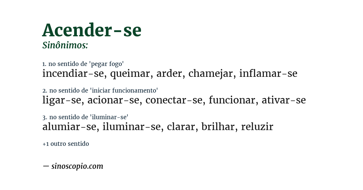 Sinônimo de acender-se