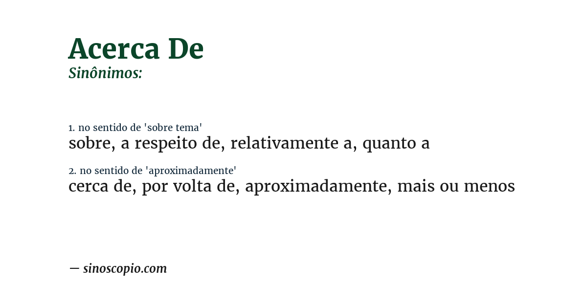 Sinônimo de acerca de