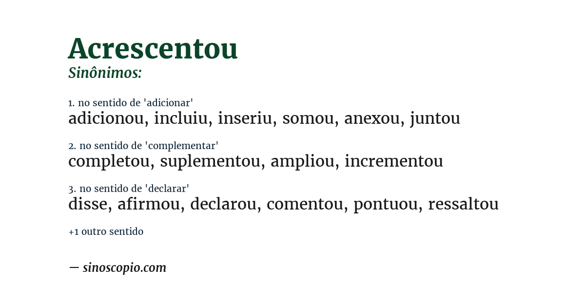Sinônimo de acrescentou