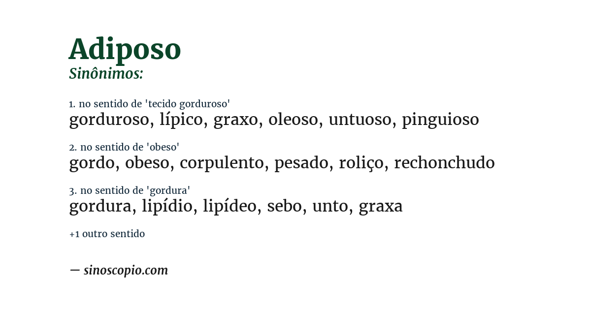 Sinônimo de adiposo