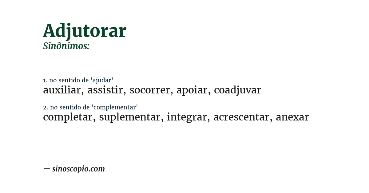 Sinônimo de adjutorar