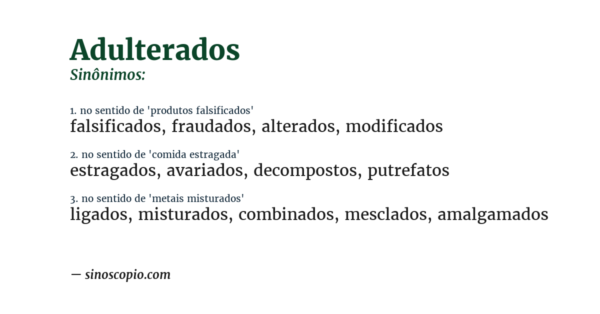 Sinônimo de adulterados