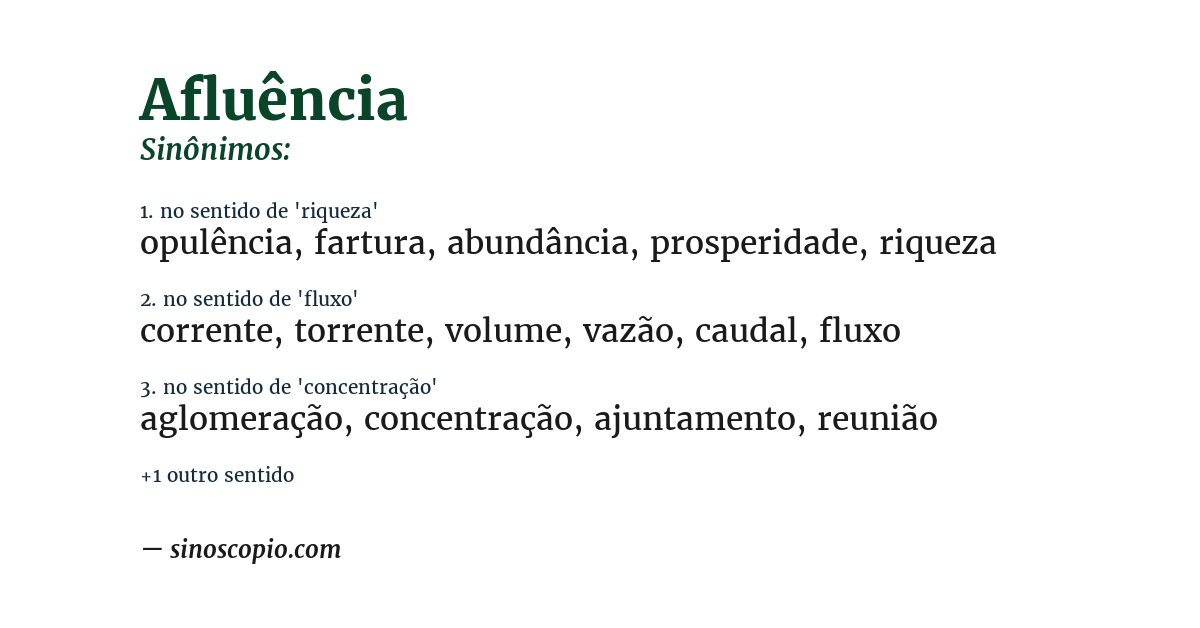 Sinônimo de afluência