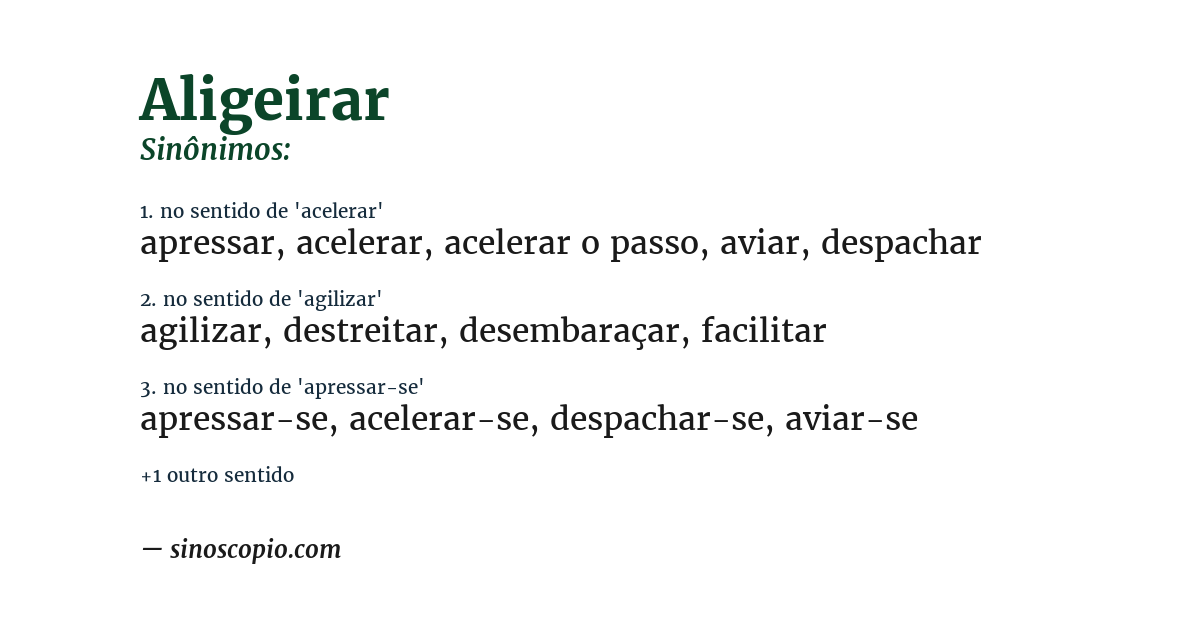 Sinônimo de aligeirar