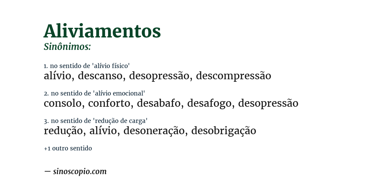 Sinônimo de aliviamentos