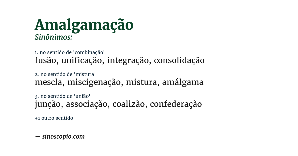 Sinônimo de amalgamação