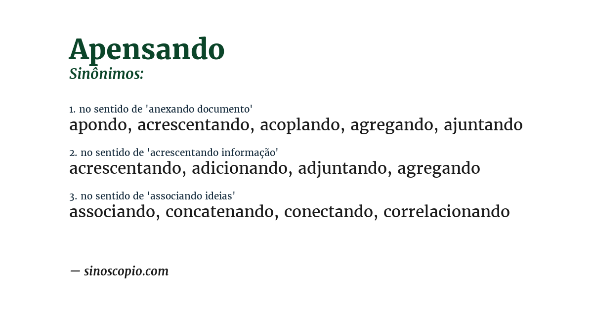 Sinônimo de apensando