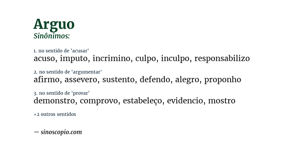 Sinônimo de arguo