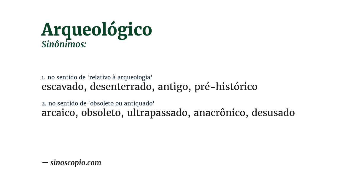 Sinônimo de arqueológico