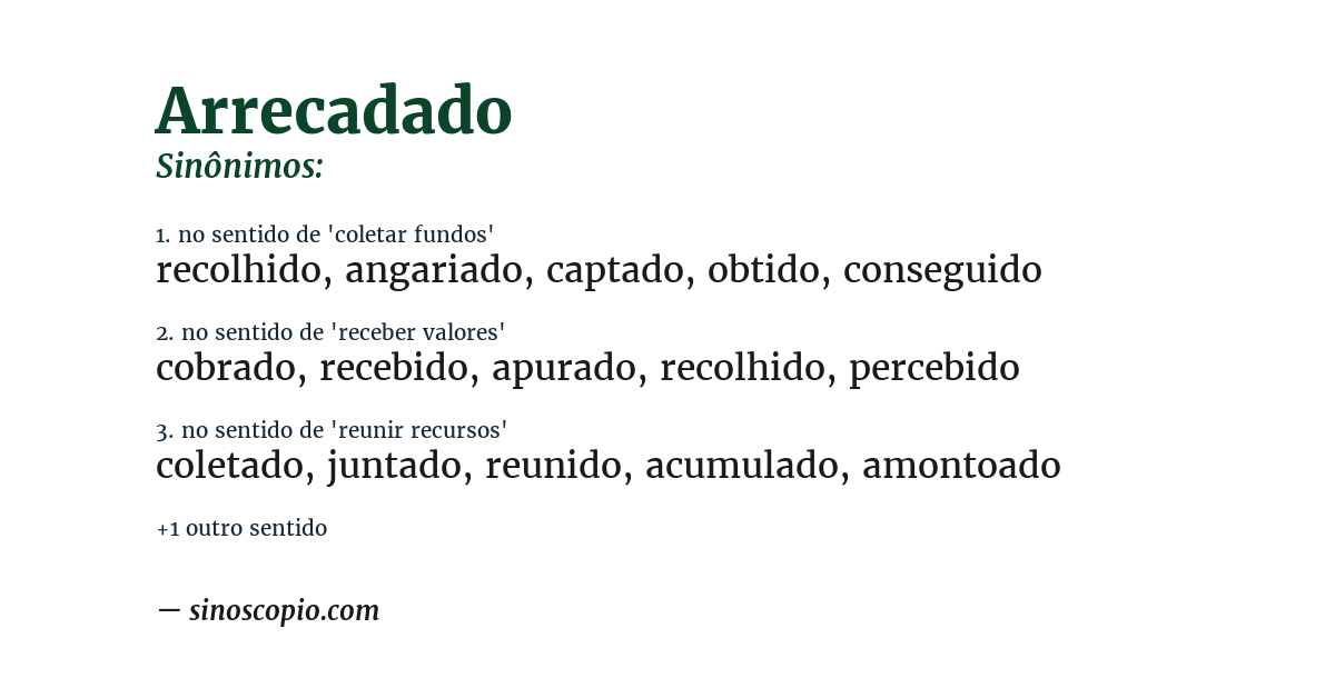 Sinônimo de arrecadado