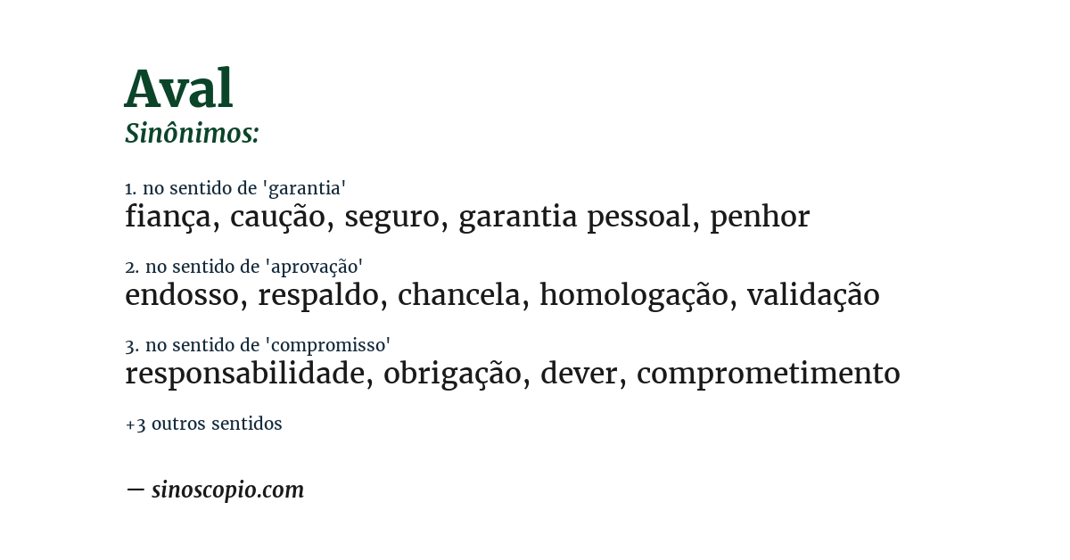 Sinônimo de aval