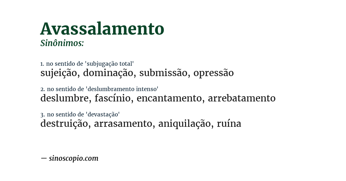 Sinônimo de avassalamento