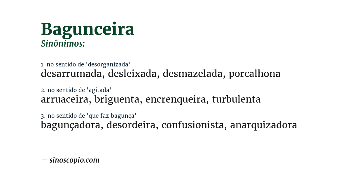 Sinônimo de bagunceira