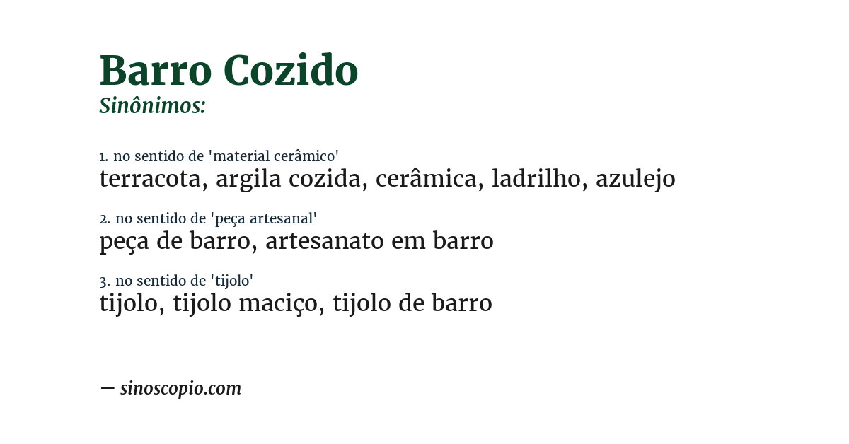 Sinônimo de barro cozido