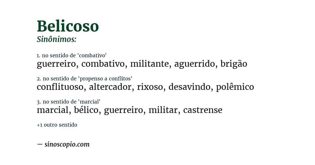 Sinônimo de belicoso
