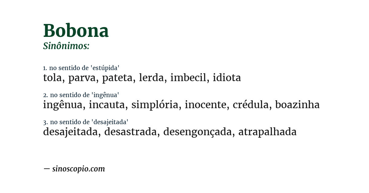 Sinônimo de bobona