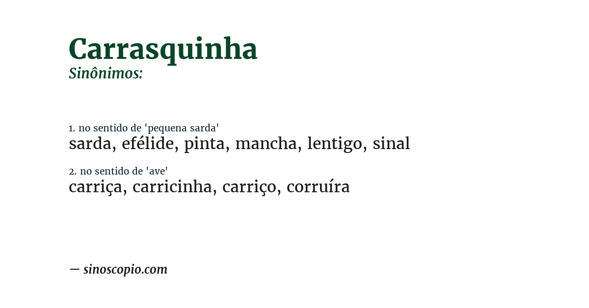 Sinônimo de carrasquinha