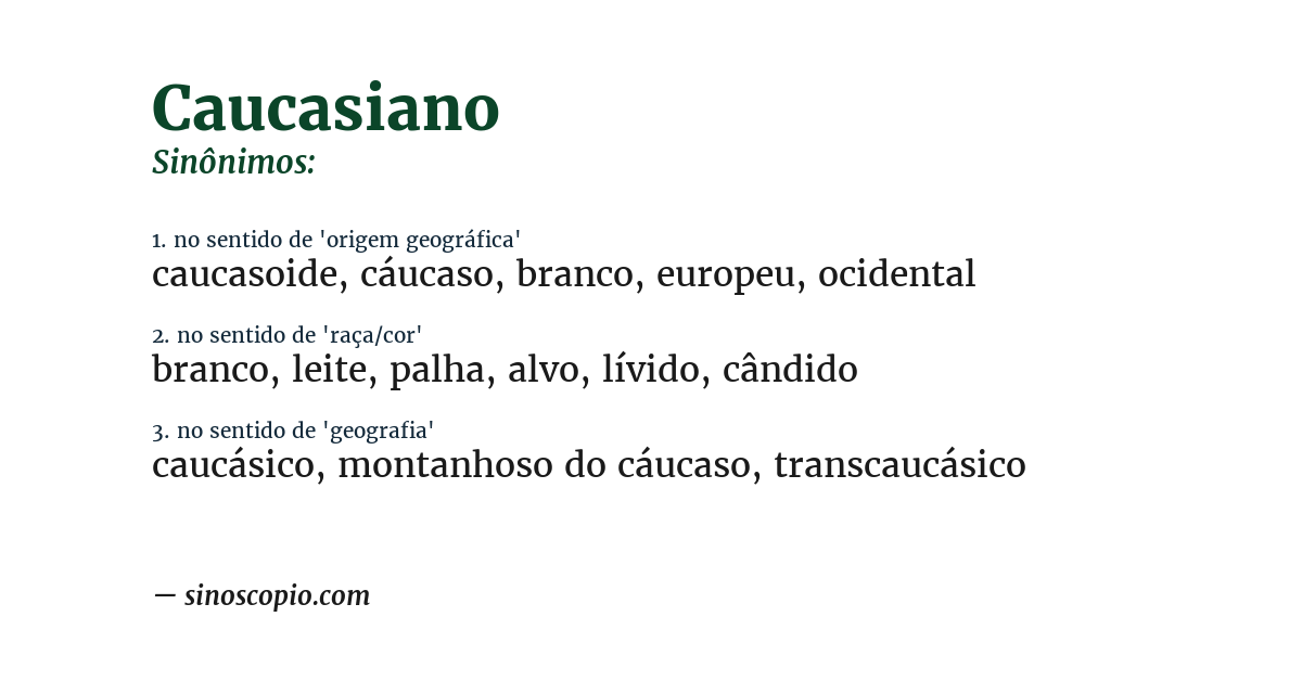 Sinônimo de caucasiano