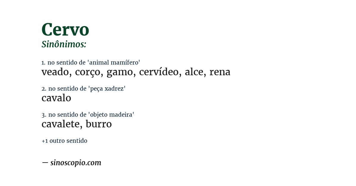 Sinônimo de cervo