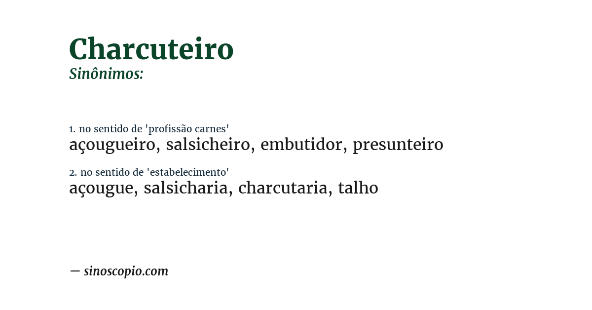 Sinônimo de charcuteiro