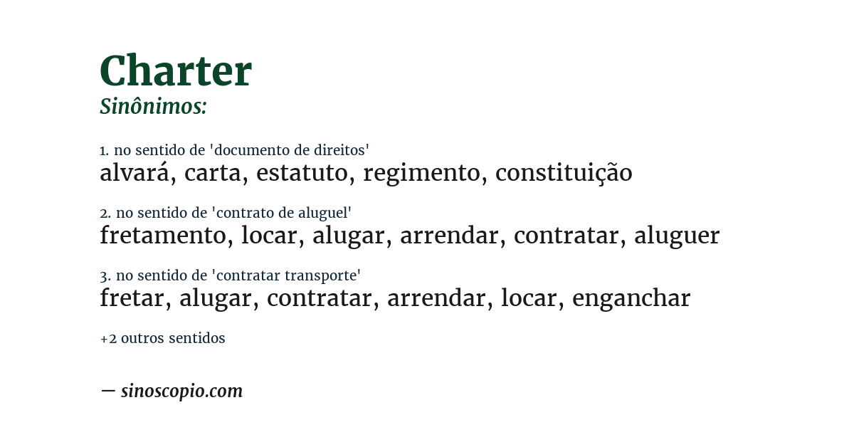 Sinônimo de charter