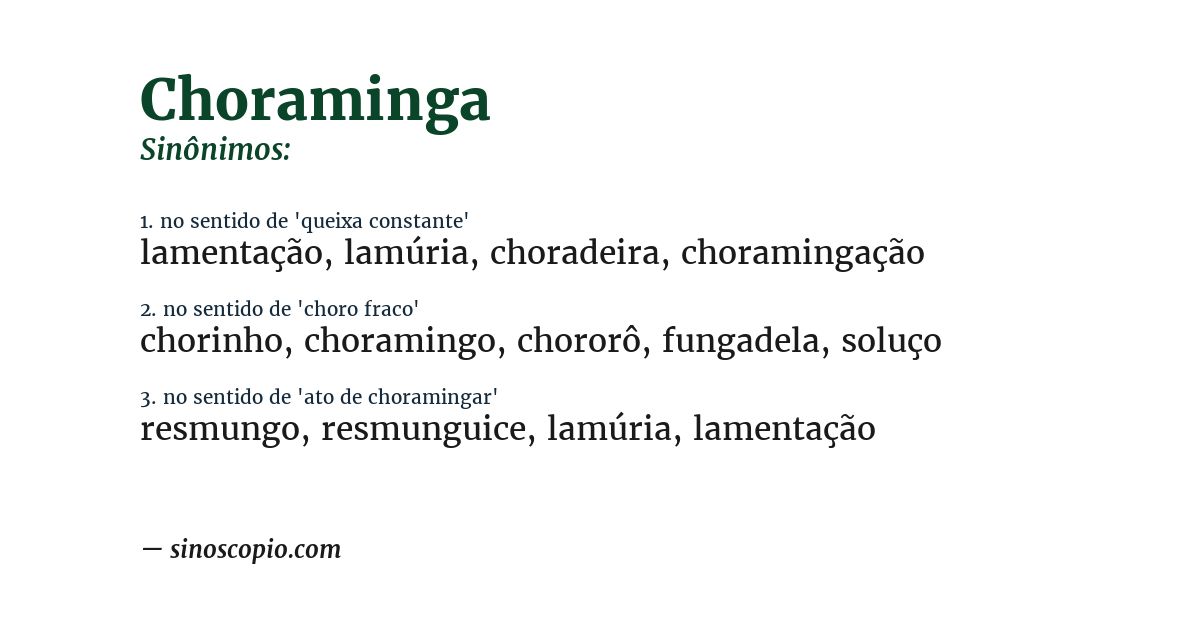 Sinônimo de choraminga