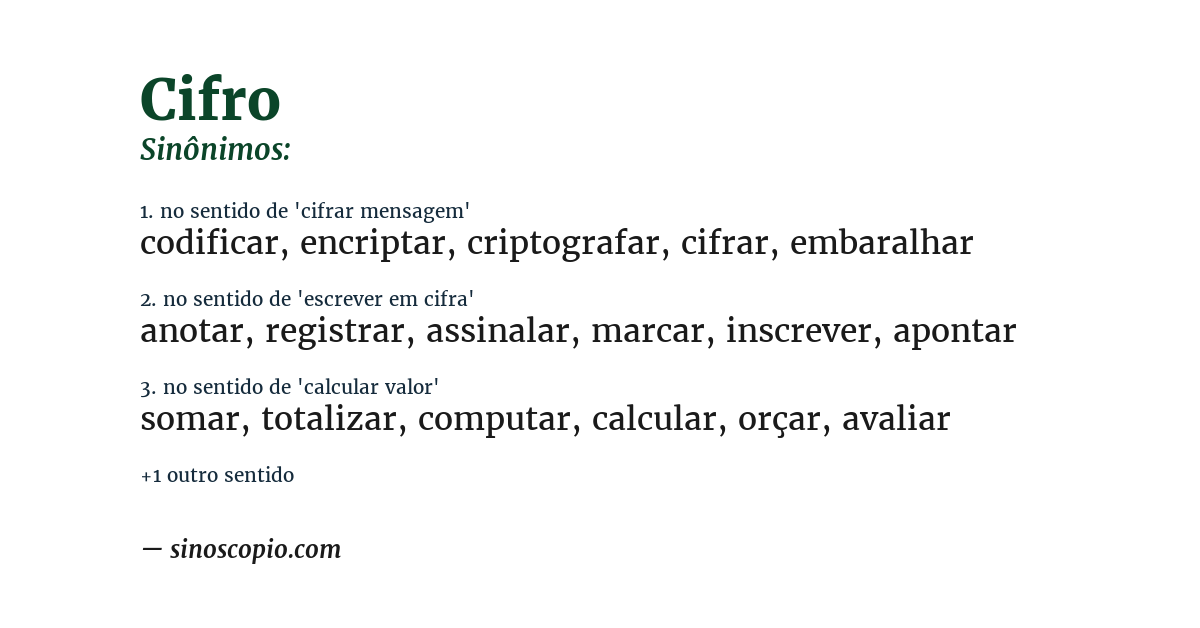 Sinônimo de cifro